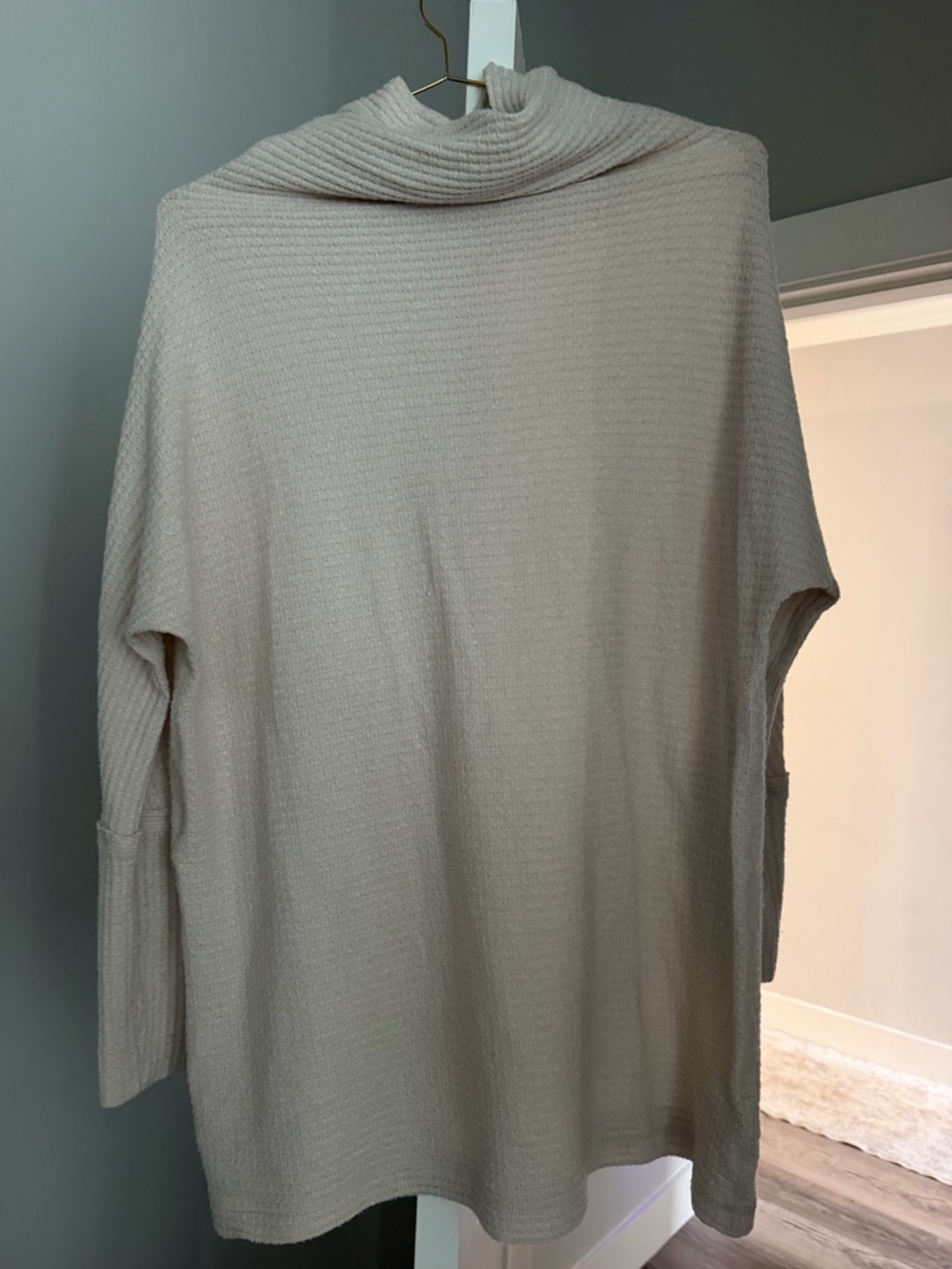 We The Free Cream Ribbed Cowl Neck Sweater